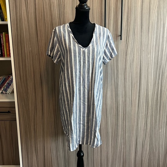 Cloth & Stone Blue White Striped Dress L Large - Picture 1 of 6